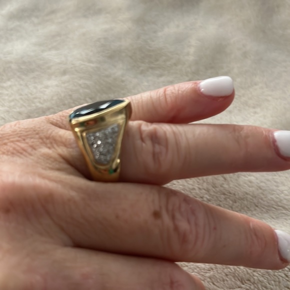 Blue Topaz 14KT gold stunning ring with diamonds - Picture 2 of 9